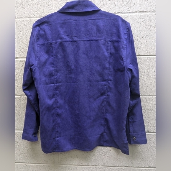 Chicos suede long sleeve button up size 2 purple violet dress shirt VINTAGE - Picture 5 of 7